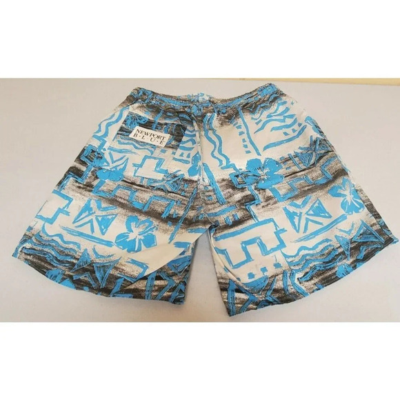 Vintage Newport BLUE Men's 90s Swim Trunks Blue - Picture 6 of 12